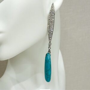 Turquoise Pave Crystal Dramatic Drop Earrings